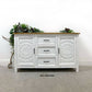 CARVED INDIAN SIDEBOARD. WHITE SIDEBOARD