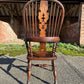 Antique Early 19th Century English Oak And Elm Broad Arm Windsor Chair
