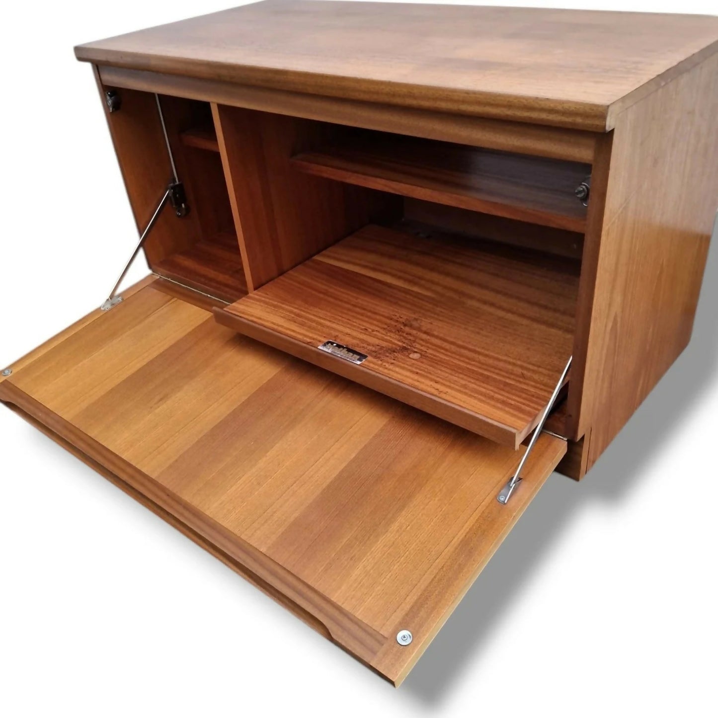 Vintage Nathan Drop-Front Wall Cabinet / Drinks or Desk Unit