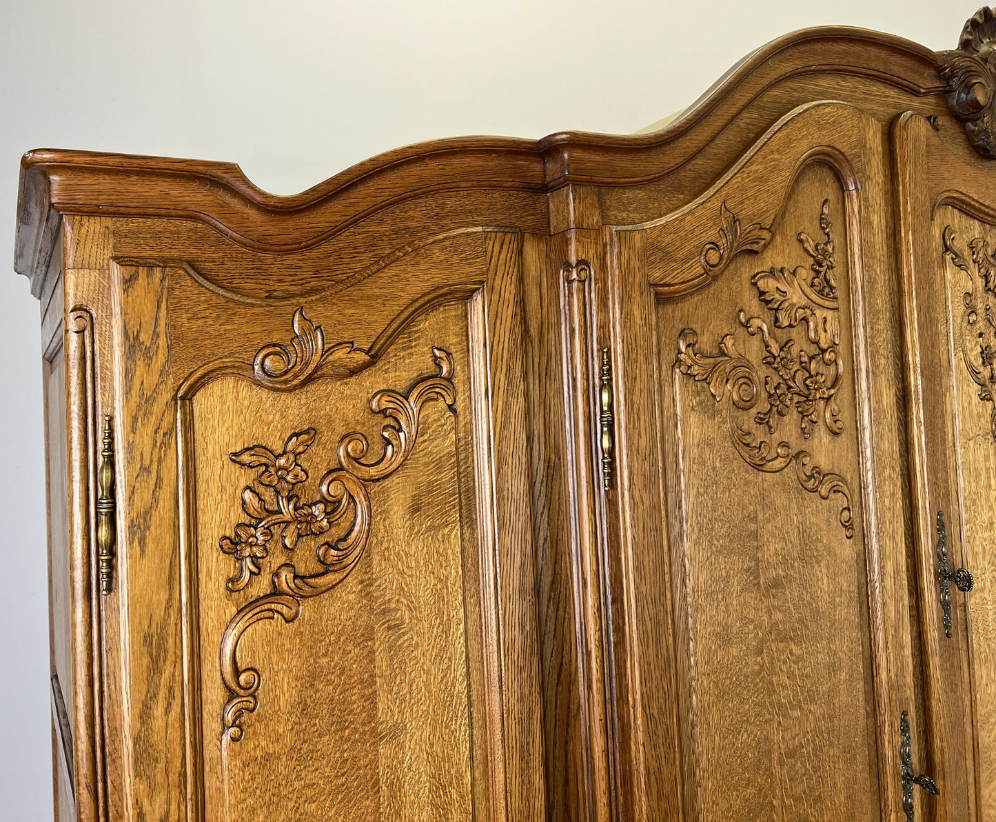 Wardrobe Vintage French Louis XVI Style Five Door Oak Carved Armoire LOT 6125