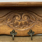 Coat Rack Vintage French Oak Wall Mounted 4 Hooks Carved Rack Hanger LOT 6293