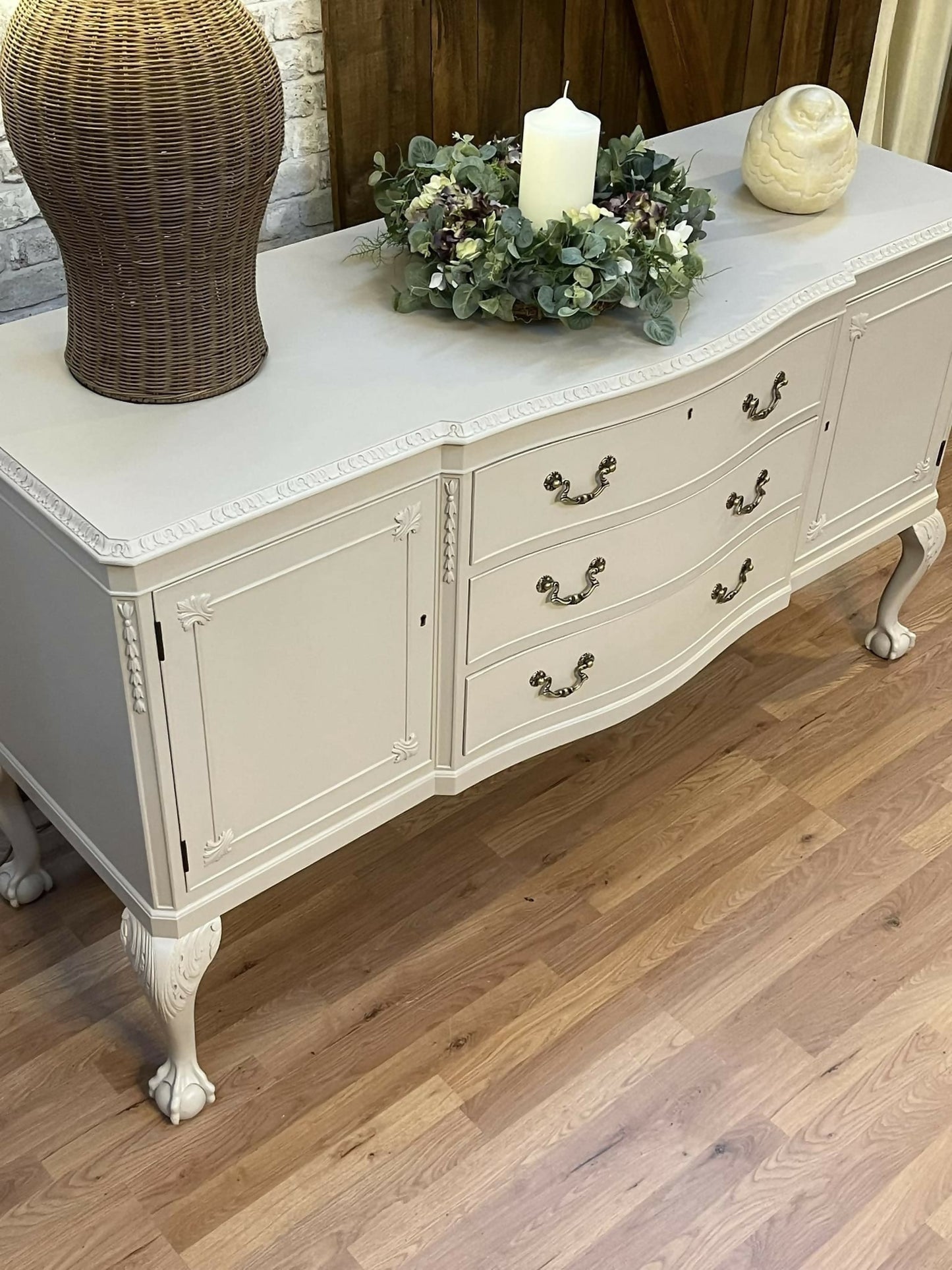 Stunning Large Mahogany Sideboard Fusion Paint Cathedral Taupe