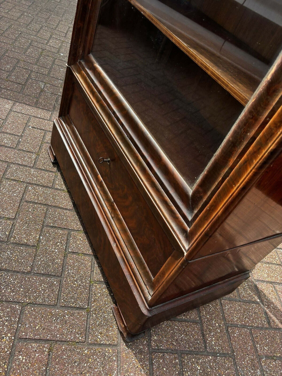 Victorian Glazed Bookcase With Adjustable Shelves & 2 Drawers