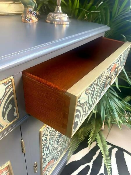 Upcycled Vintage Sideboard, Tv Unit , William Morris Print , Living Room, Dining Room Storage.