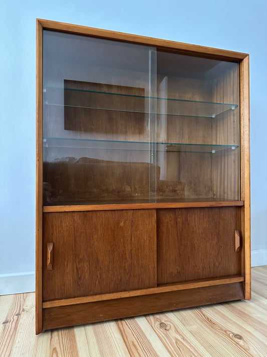 Vintage Mid Century Teak Display Cabinet Glass Fronted Bookcase Herbert Gibbs