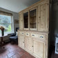 Rustic Antique Victorian Stripped Pitch Pine Cupboard Glazed Dresser Server