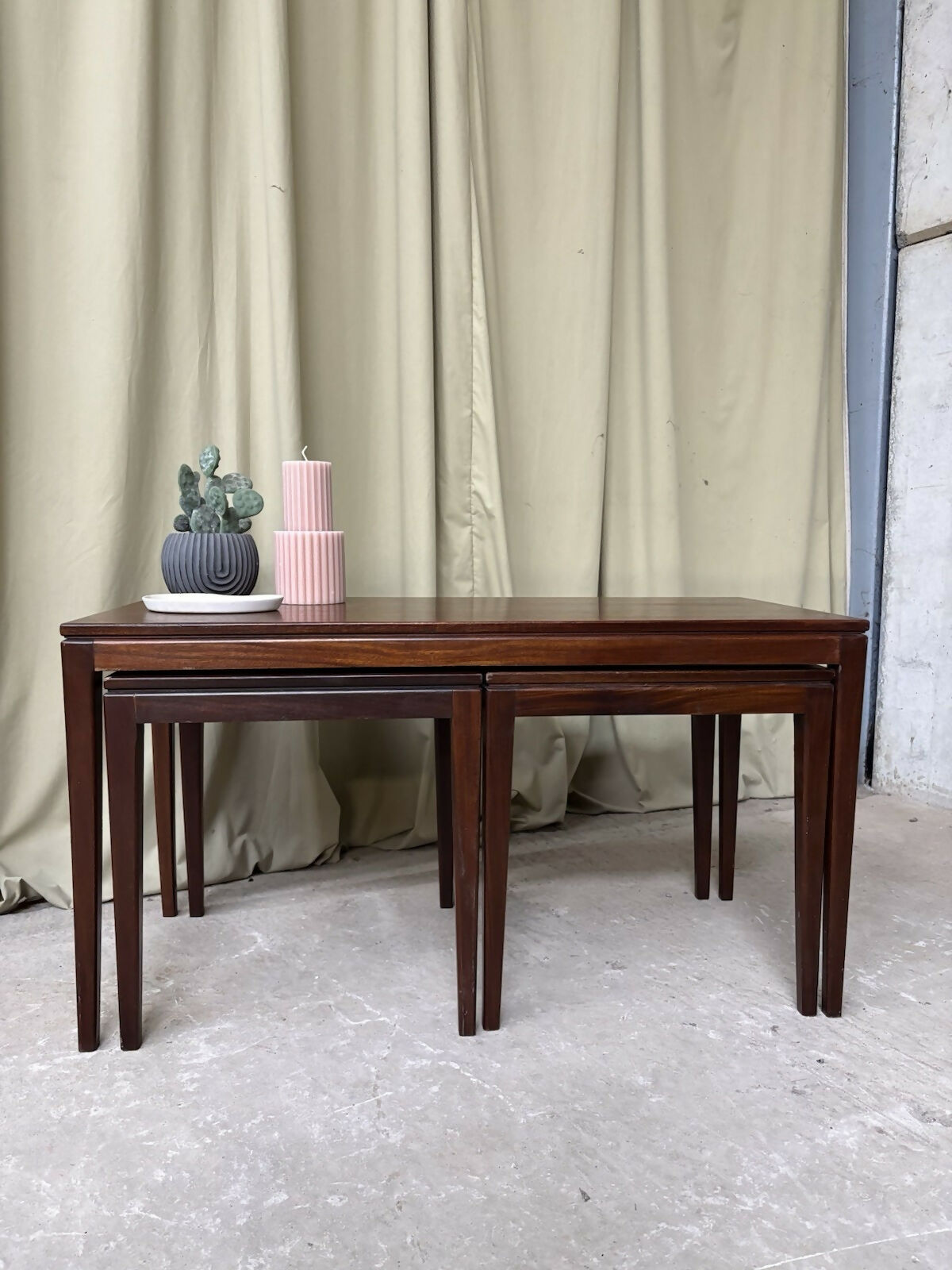 Vintage Mid Century Teak Nest Of Side Tables Scandi Danish Style Retro R1019
