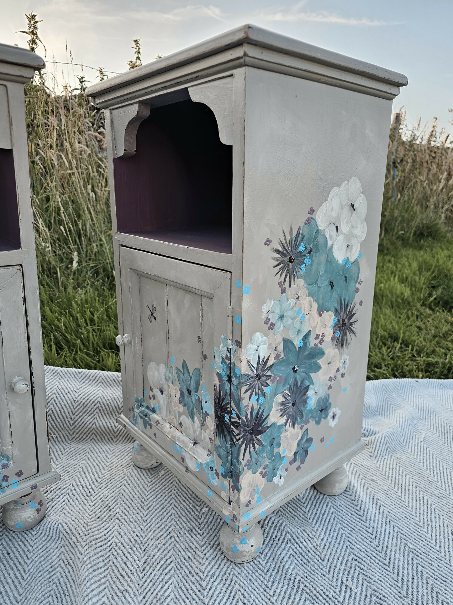 Hand Painted Pine Bedside Cabinets