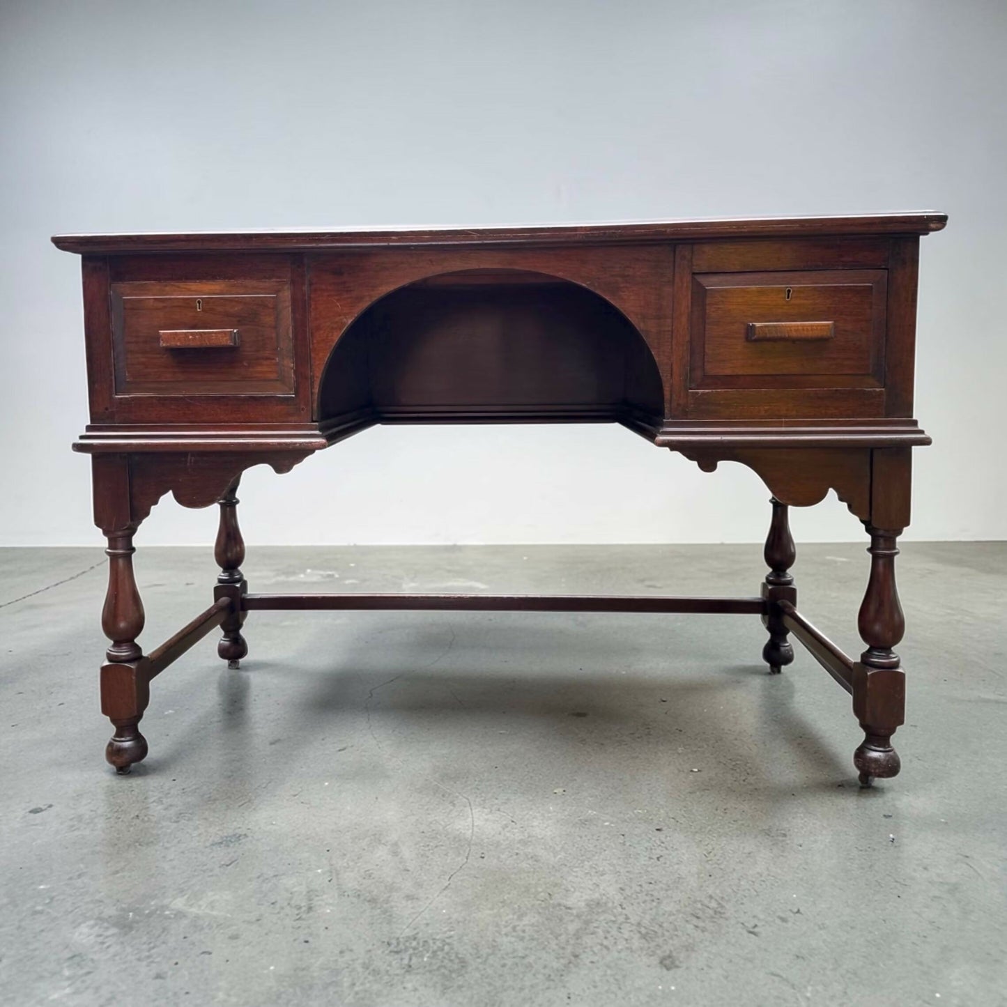 Antique Mahogany 19th C stretcher table desk