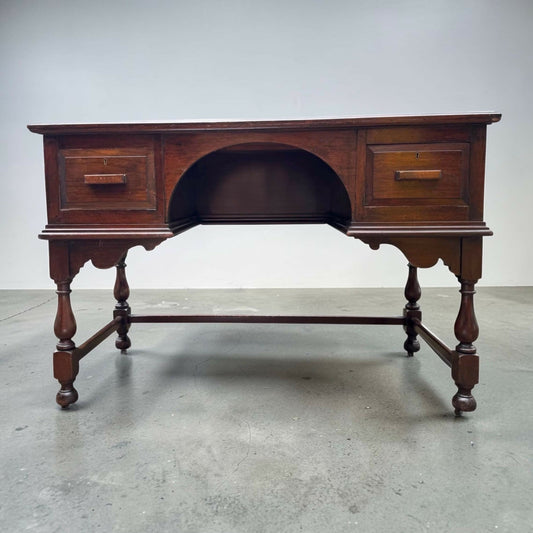 Antique Mahogany 19th C stretcher table desk