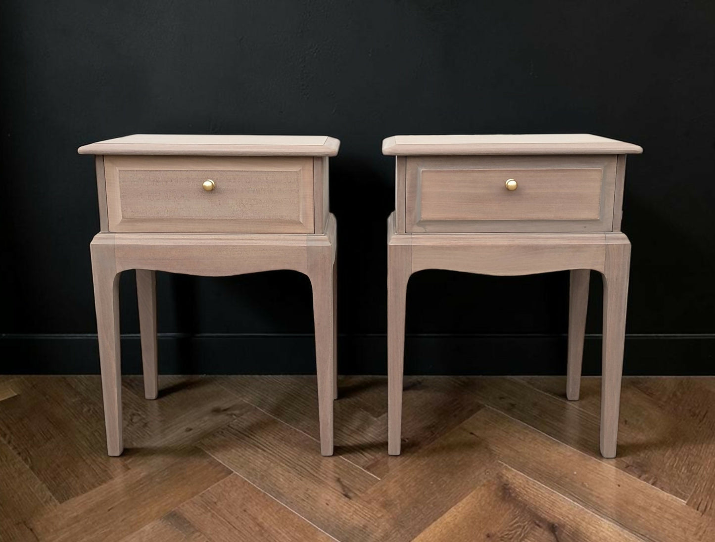 Stag minstrel bedside tables natural wood restored pair bedside cabinets
