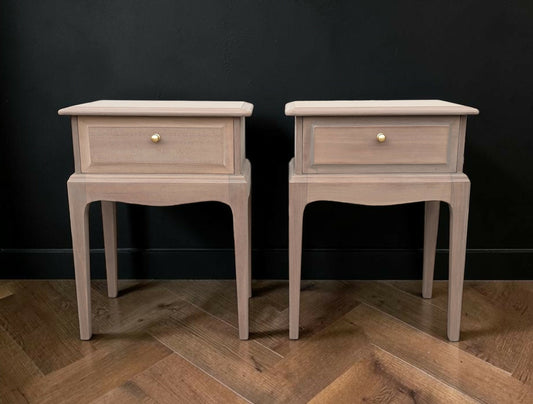 Stag minstrel bedside tables natural wood restored pair bedside cabinets