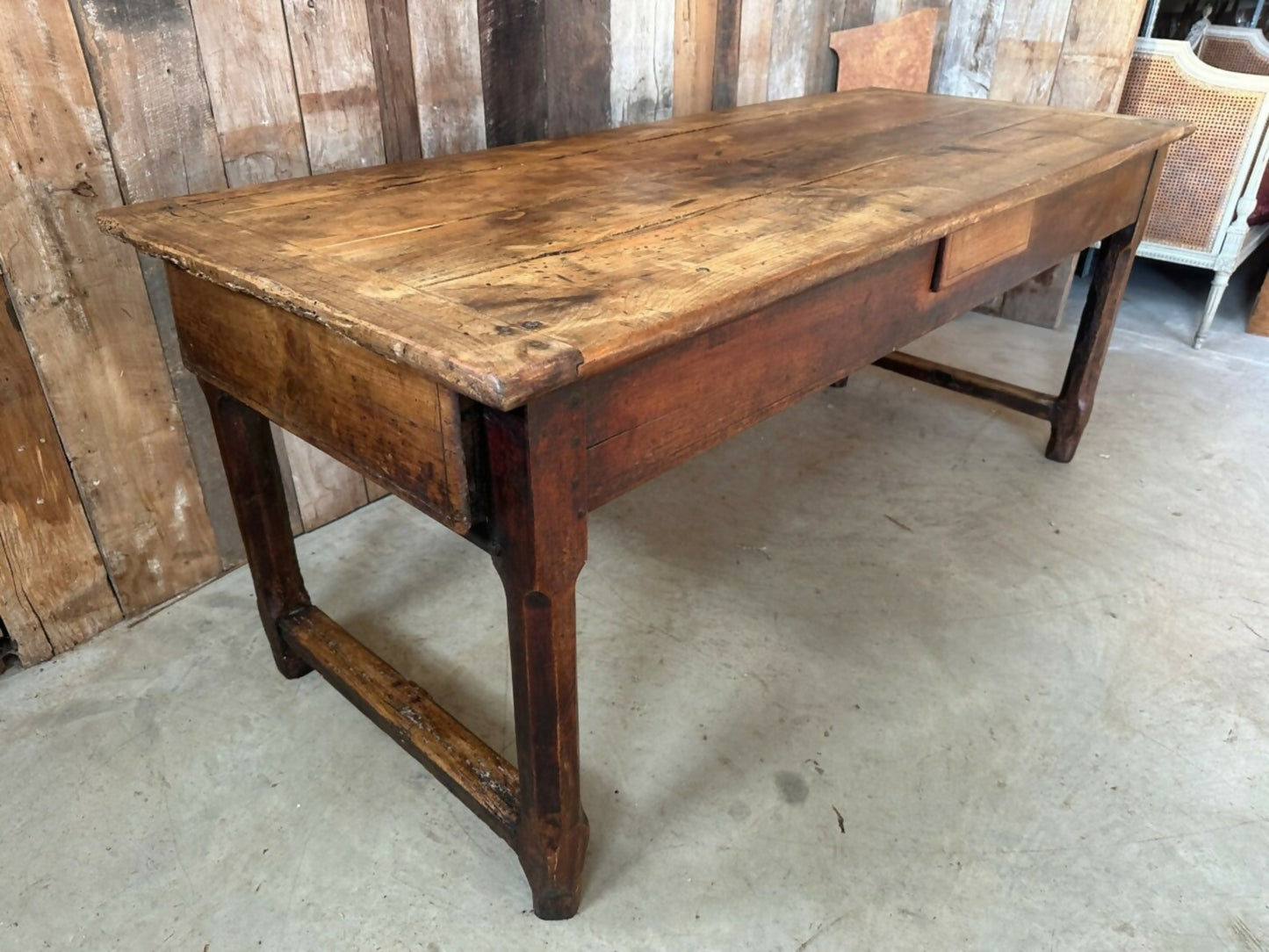 Antique French Fruitwood Refectory Farmhouse Dining Table, c1820. L201