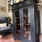Antique Early 1900’s Mahogany Black Painted Display China Glazed Drinks Cabinet