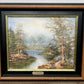 Painting Vintage French Style Signed Landscape Lake Cottage Framed LOT 6469