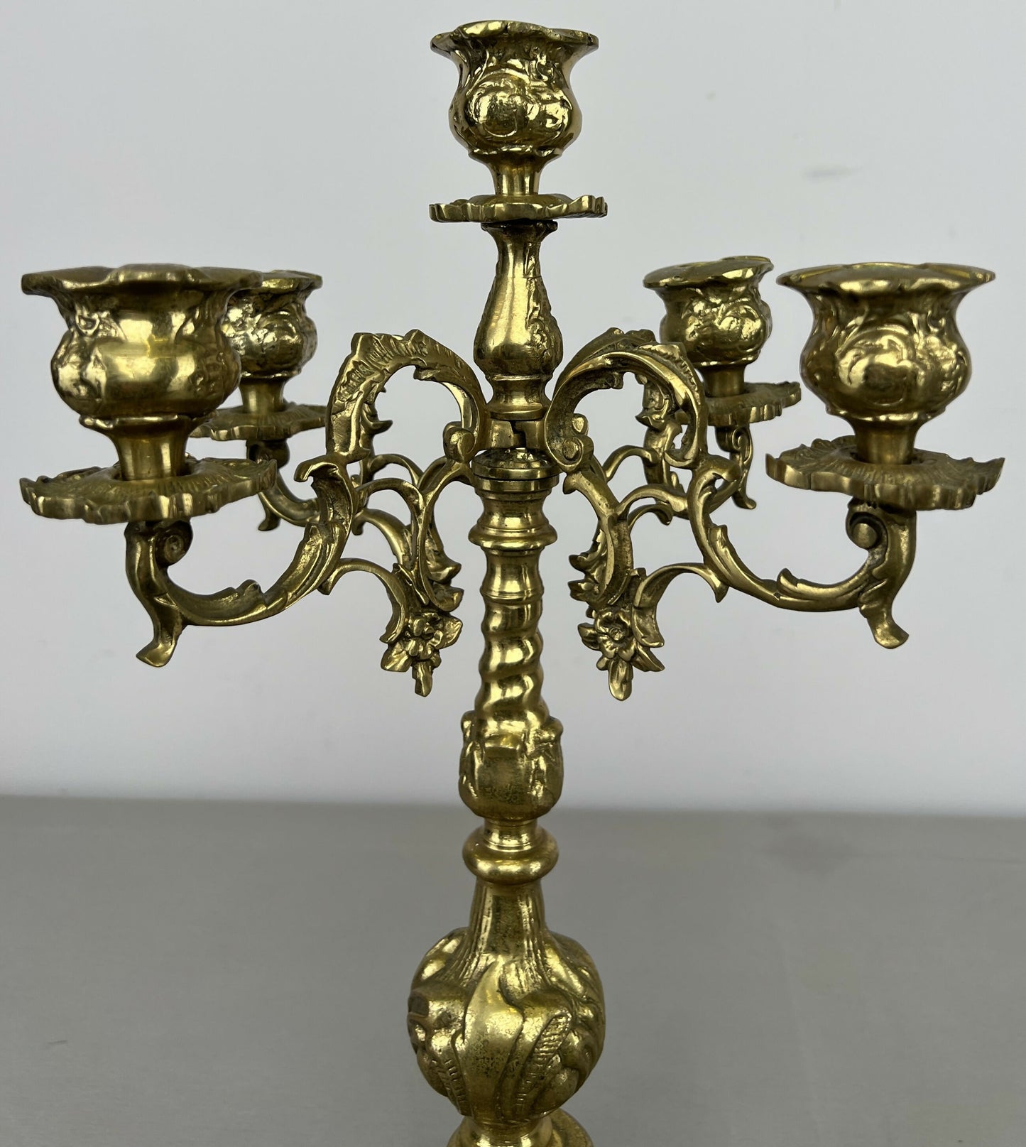 Candelabra Vintage French Style Brass Five Arm Ornate Candle Holder LOT 6423