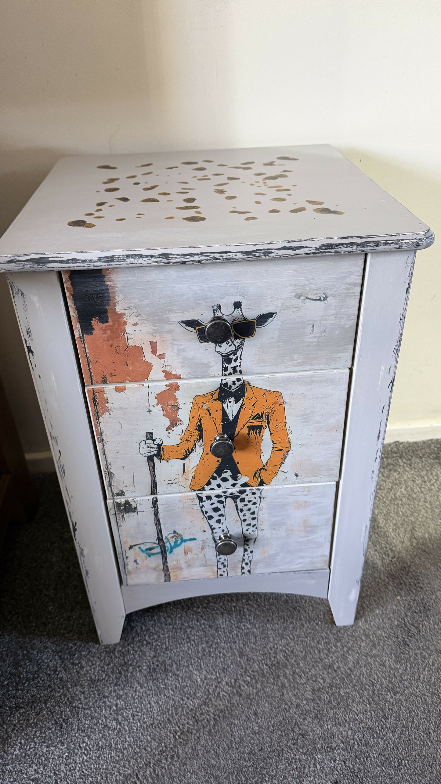 Funky Giraffe Upcycled Bedside Table