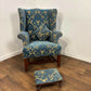 Vintage Wingback Armchair & Matching Footstool