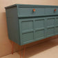 Painted Upcycled Teak Nathan Midcentury Sideboard. Grey Blue and Copper. Copper Pin Legs. Commission piece.