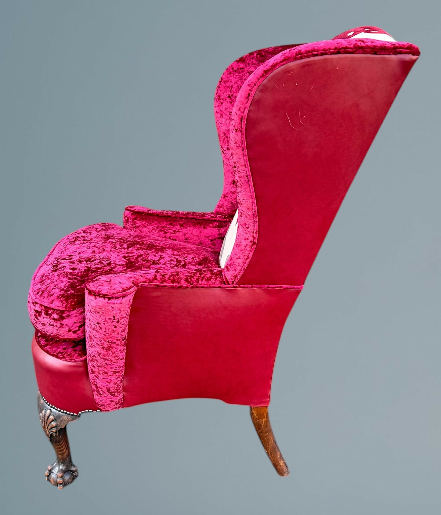 Oak Queen Anne Style Wing Chair