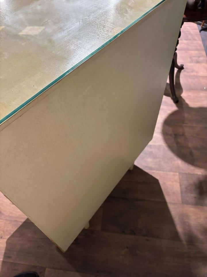 Vintage Chest of Four Drawers with Glass Top circa 1950.