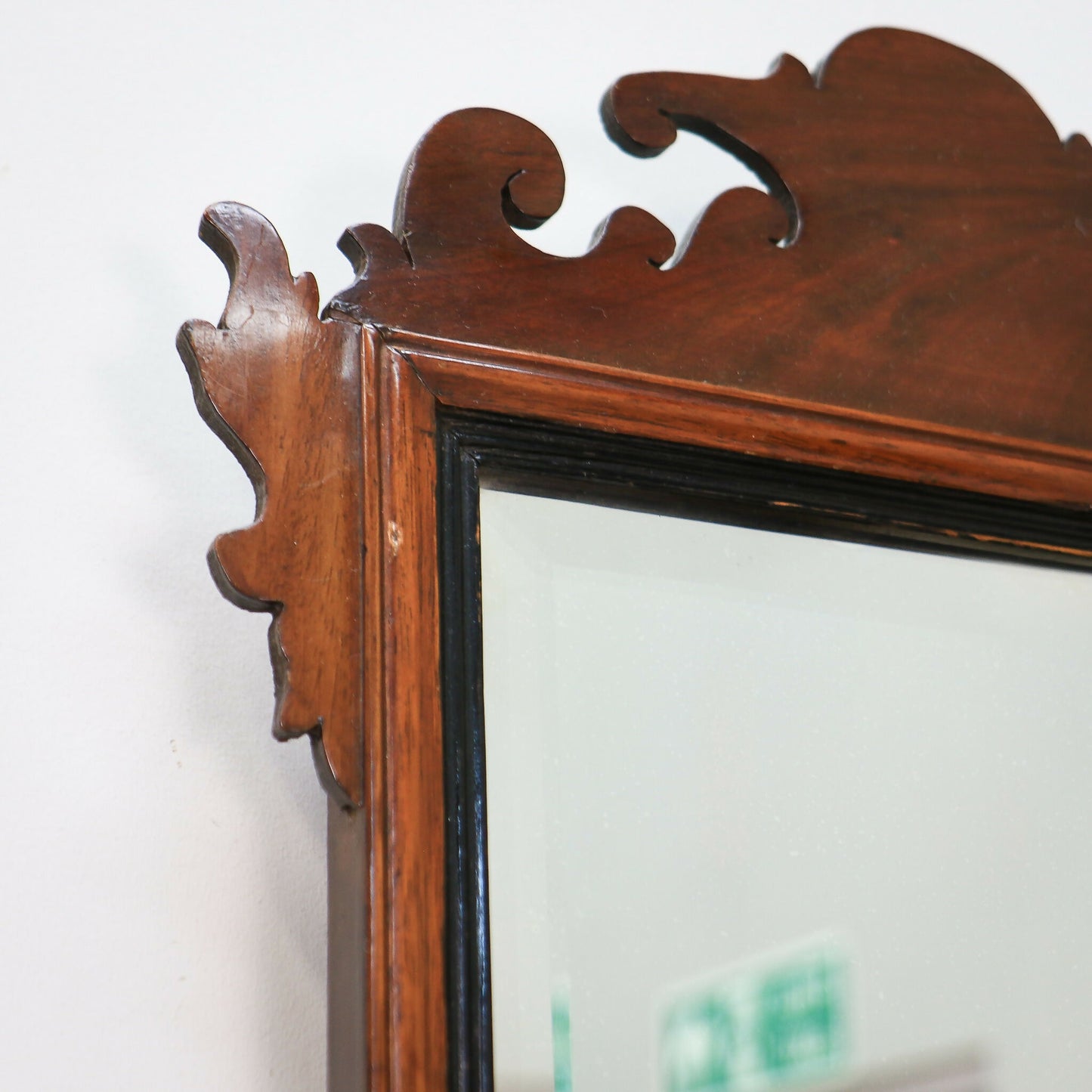 Arts and Crafts Edwardian Fretwork Bevel Edged Mirror Mahogany Frame
