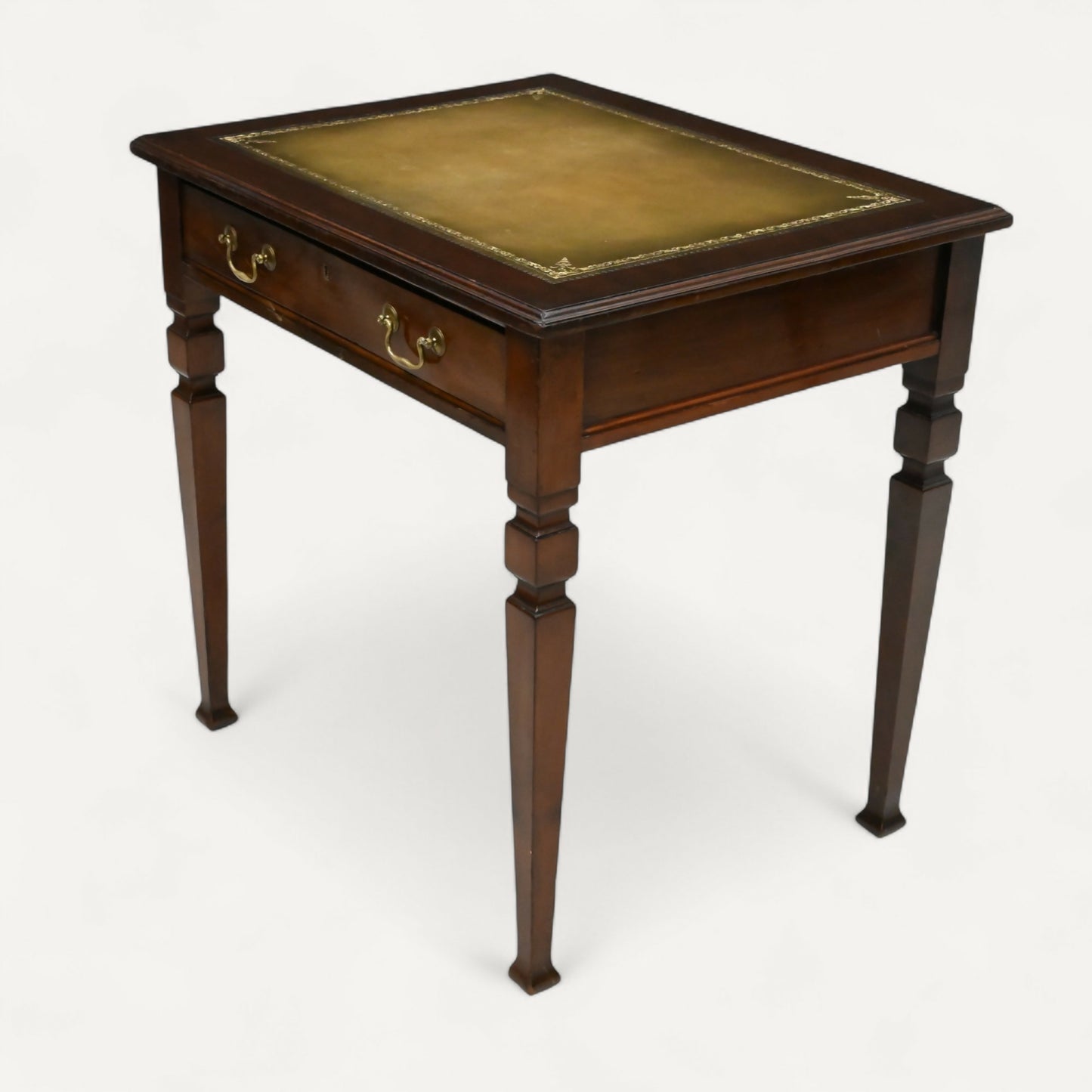 Antique Mahogany Desk Writing Table Green Leather Top Shoolbred FREE UK Delivery. SBR10598/1806E