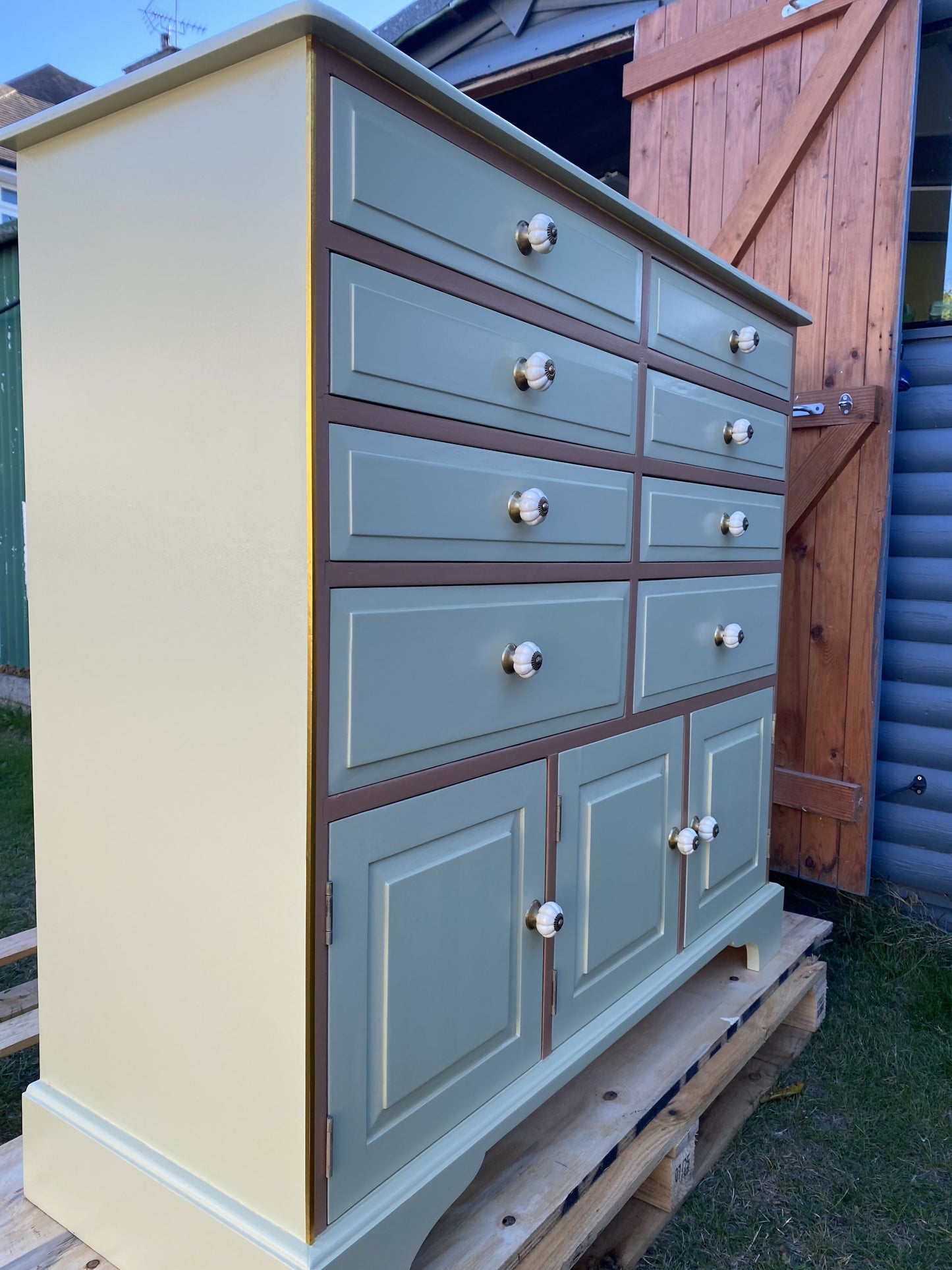 Vintage Chest of Drawers in Muted Pink & Apple Green