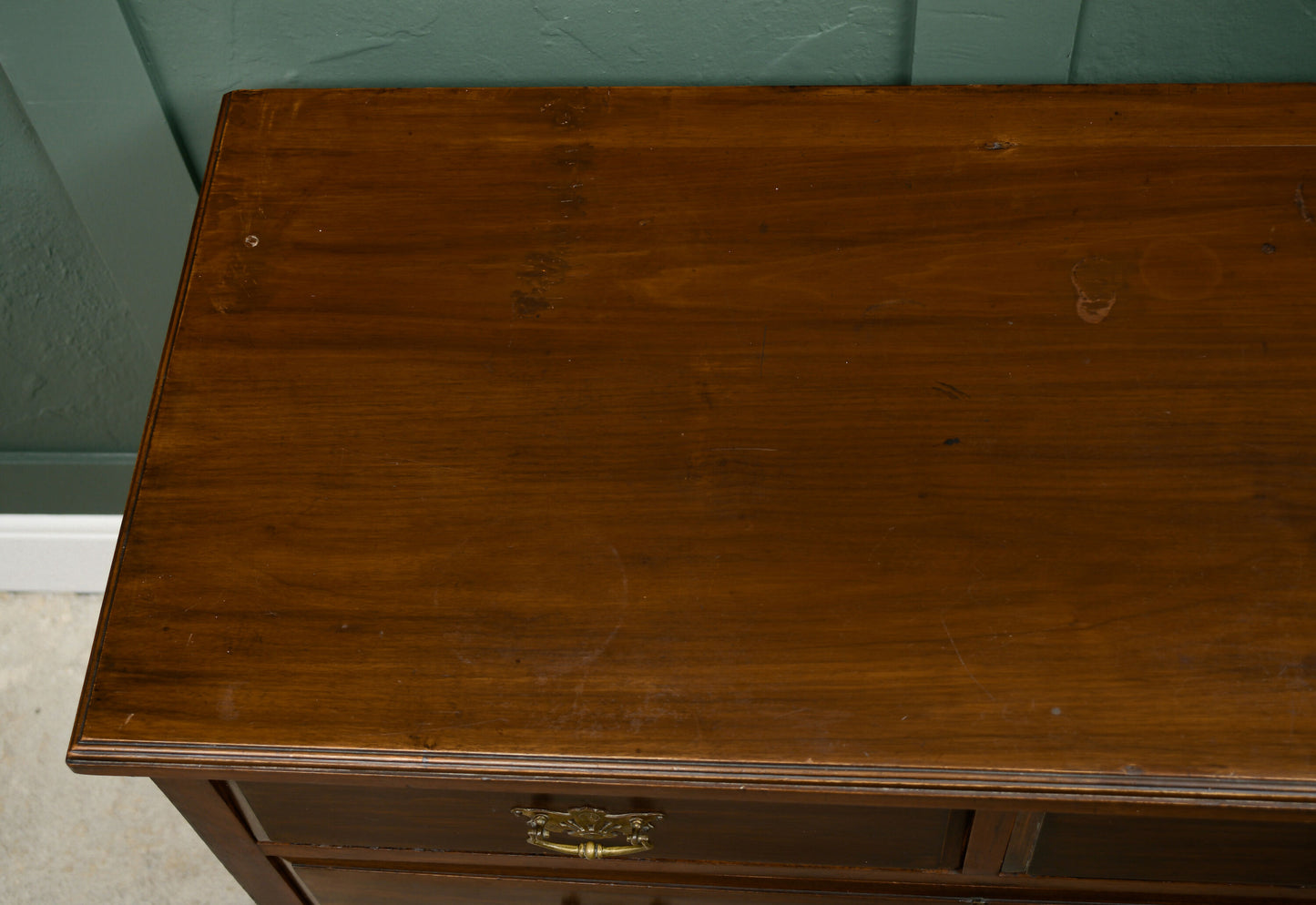 Edwardian Stained Pine Chest of Drawers - 2 Over 2 - Mahogany Finish