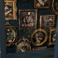 Antique Display / Drinks Cabinet Blue & Gold