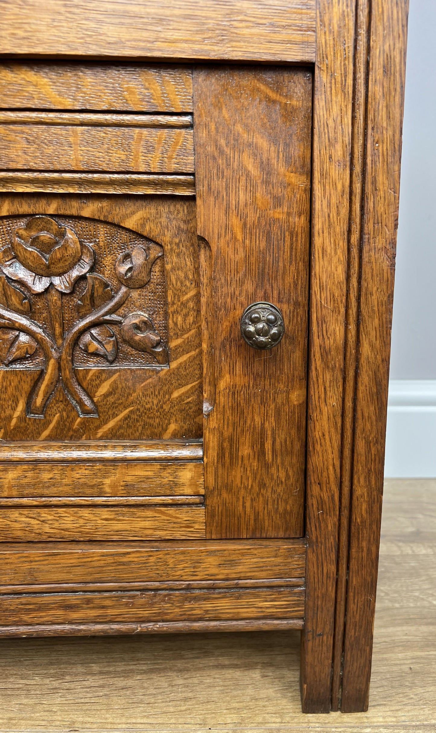 Bedside Table Antique French Style Marble Top Oak Cabinet Nightstand LOT 6241