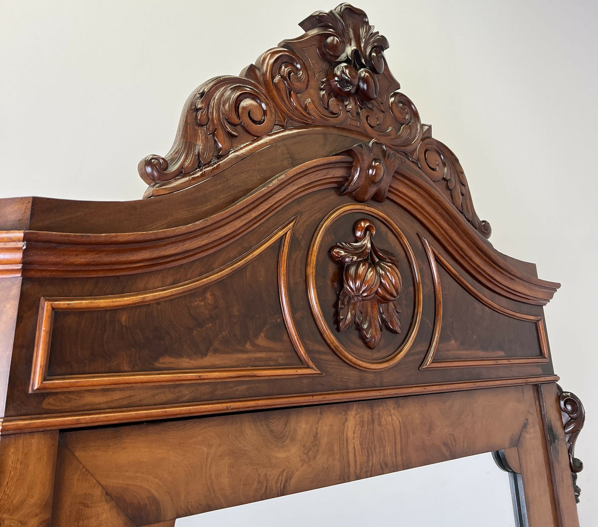Wardrobe Antique French Style Burr Walnut Mirrored Carved Armoire LOT 6512