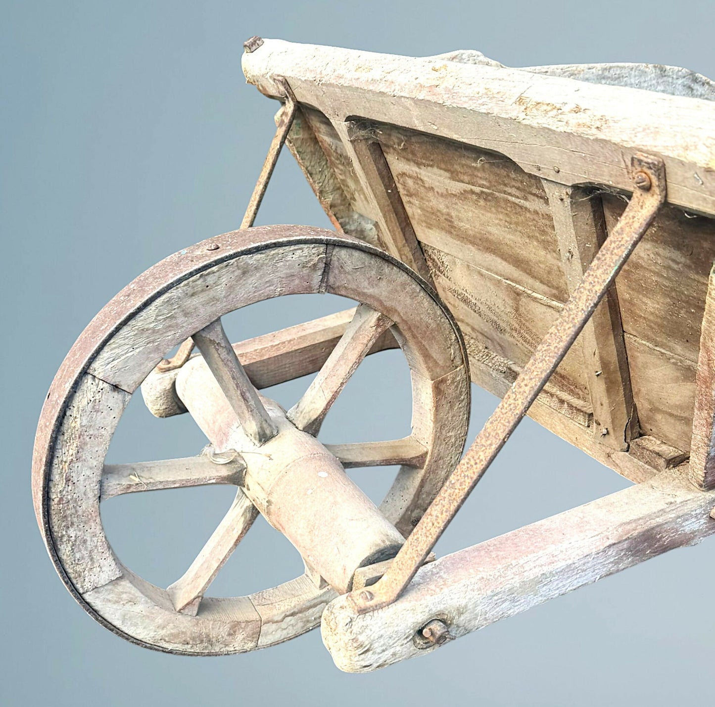 Vintage Antique Rustic French Wheelbarrow, Early 1900s