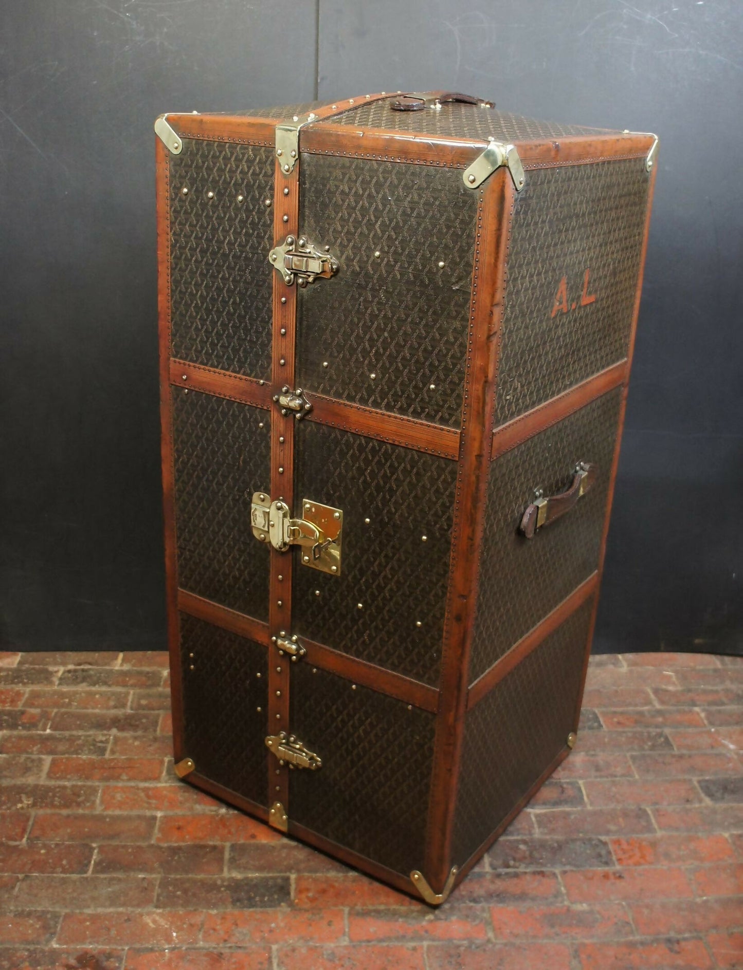 Luxury Antique Wardrobe Trunk by Goyard with Key