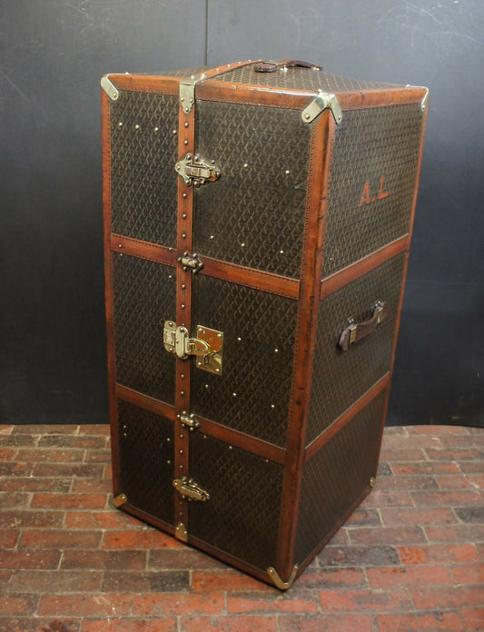 Luxury Antique Wardrobe Trunk by Goyard with Key