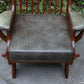 A RUPERT / NIGEL GRIFFITHS CARVED OAK DERBYSHIRE WING BACK LEATHER / ARMCHAIR