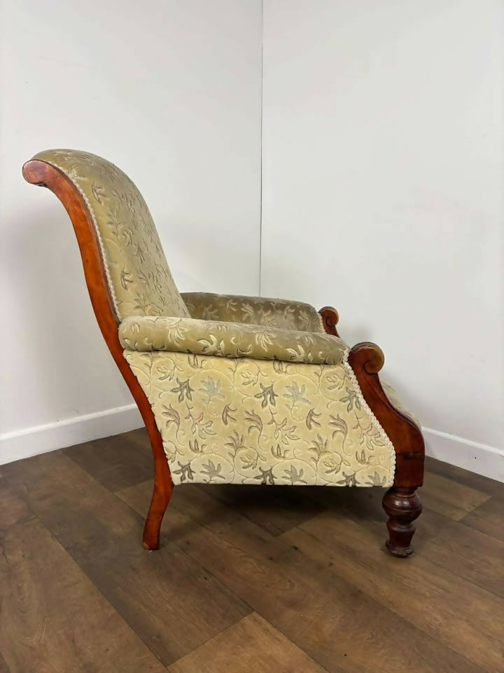 Victorian Mahogany Framed Fireside Armchair