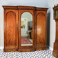 Antique Triple Mahogany Fitted Wardrobe Breakfront Victorian