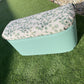 beautiful green repainted mid century storage seat/ ottoman. You choose the fabric from select given.