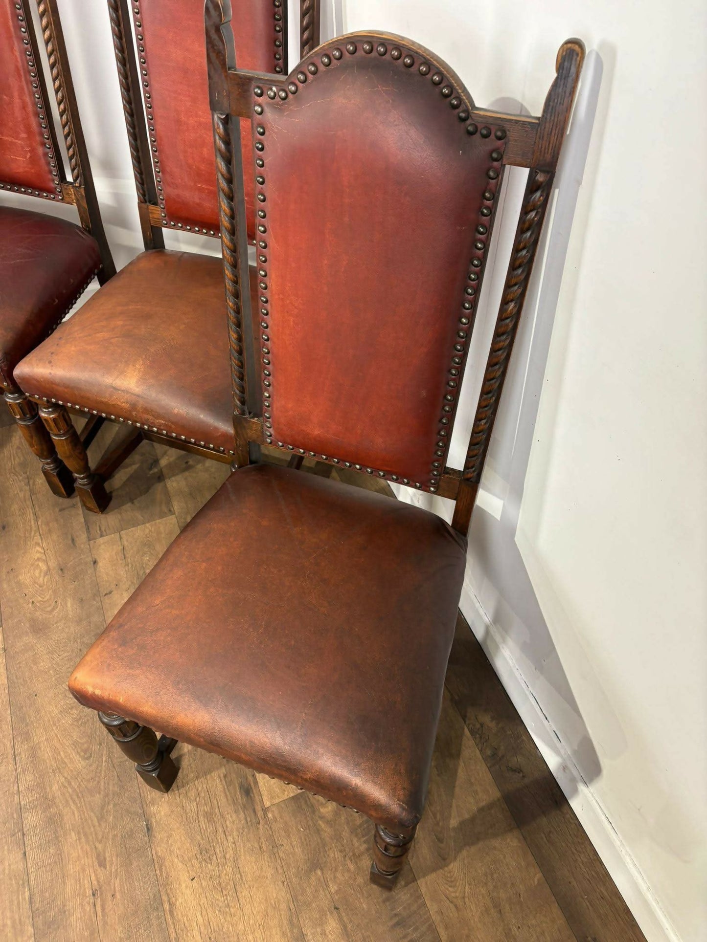 Vintage Set Of Four Oak Dining Chairs