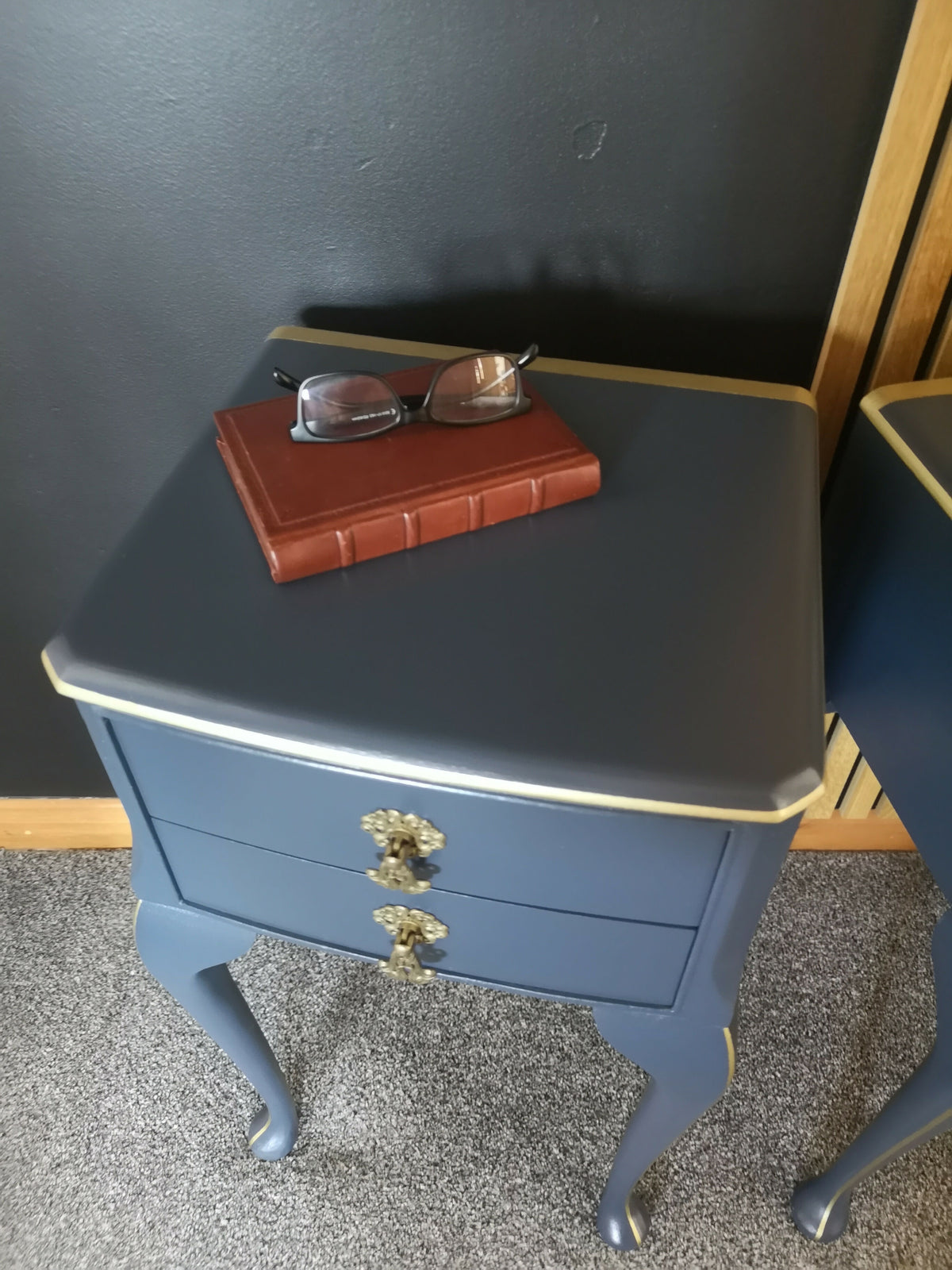 Navy blue bedside tables