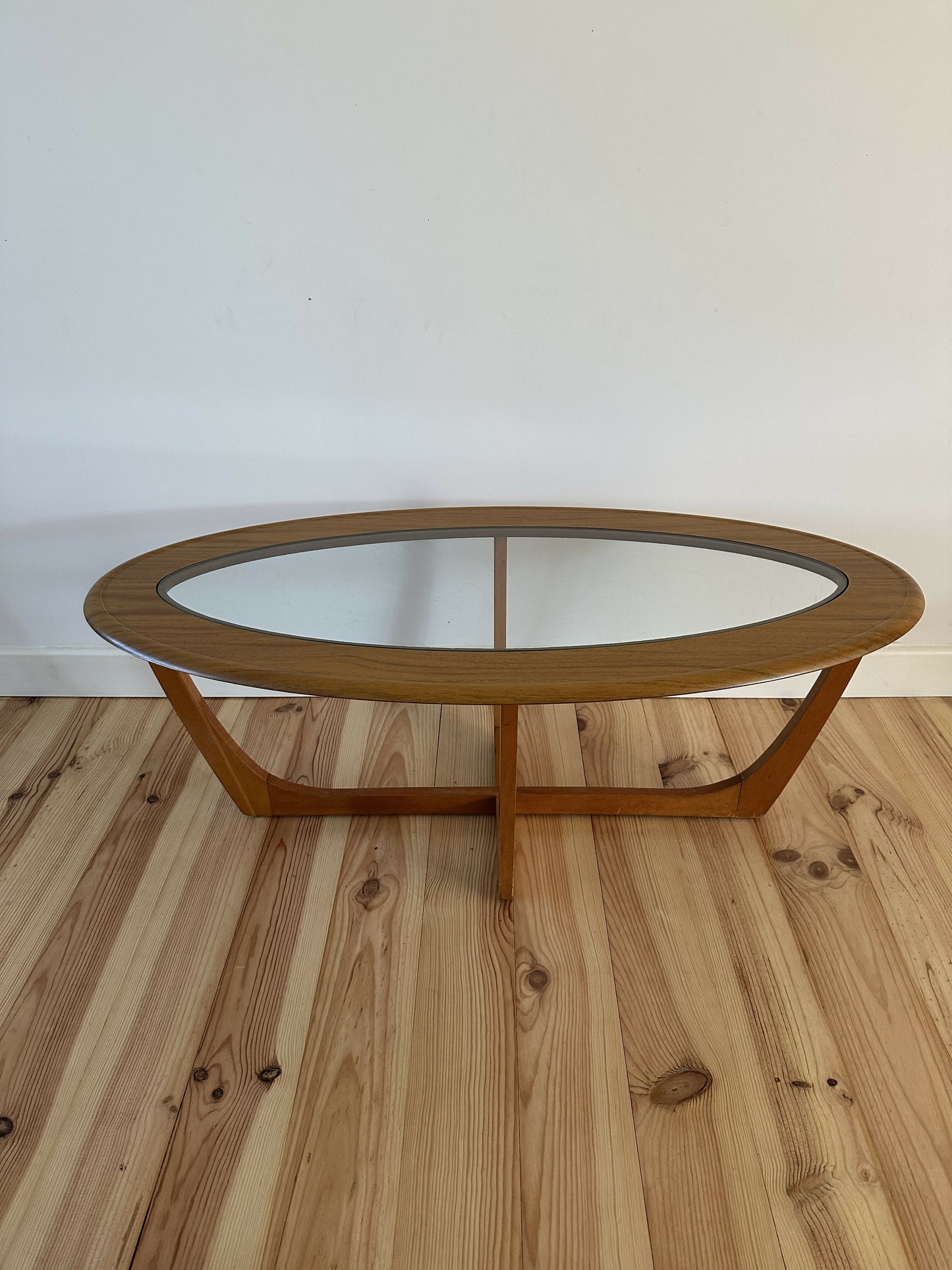 Mid Century Teak Coffee Table with Glass Top