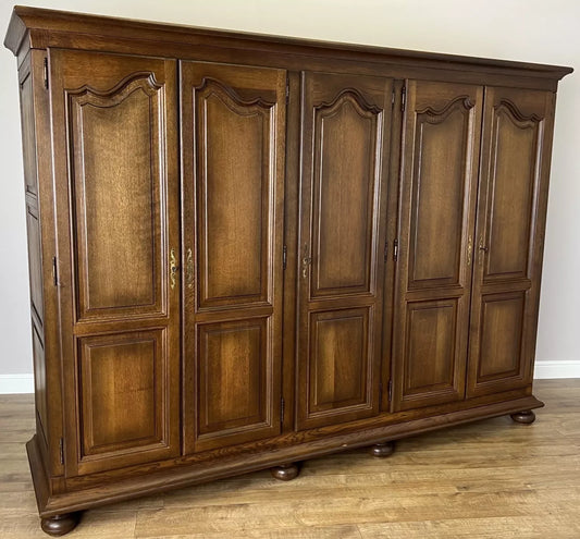 Wardrobe Vintage French Style Oak Four Door Carved Armoire LOT 4978