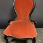 Antique Victorian Slipper Chair, Mahogany Frame, Rust Upholstery, Nursing Accent Furniture