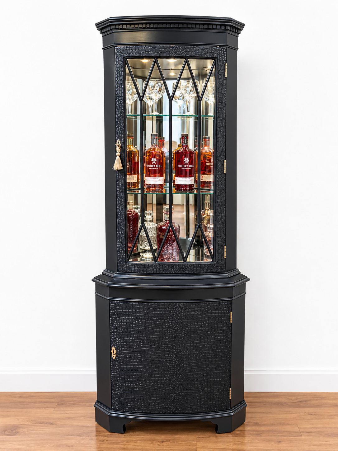 Corner Drinks Cabinet or Display Cabinet Restored Black Mahogany