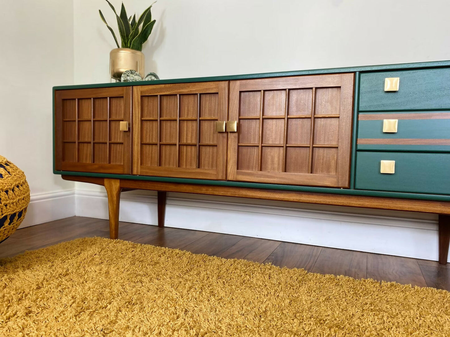 Available for commission Mid century sideboard / MCM / vintage / retro / custom / hand painted / A Younger sideboard / rare / teak / cabinet