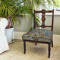 Antique, Mahogany framed Bedroom, Accent Chair on Original Castors. Covered in William Morris Fabric.