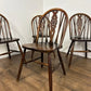 Vintage Set Of Four Oak Wheelback Dining Chairs