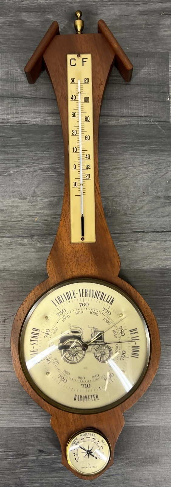 Barometer Vintage French Wall Thermometer & Hygrometer Weather Station LOT 24294