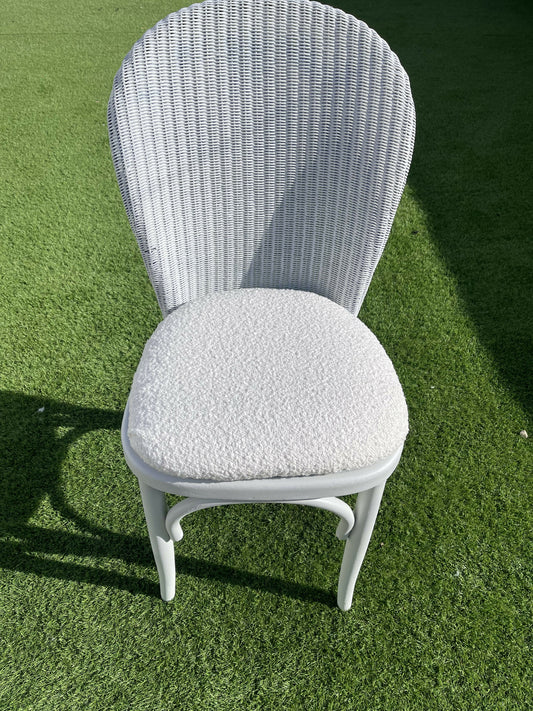 Lloyd loom early 21st century dining or accent chair. Off white with choice of fabric